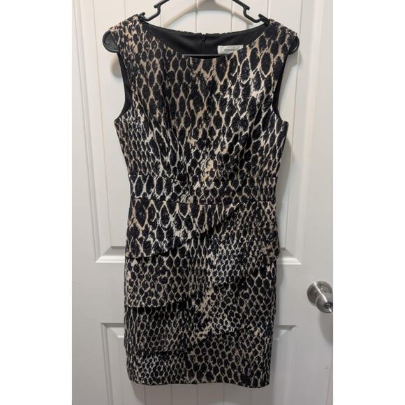Dressbarn Y2K Snakeprint Sleeveless Sheath Dress Cocktail Party Work Size 4 - Picture 1 of 10